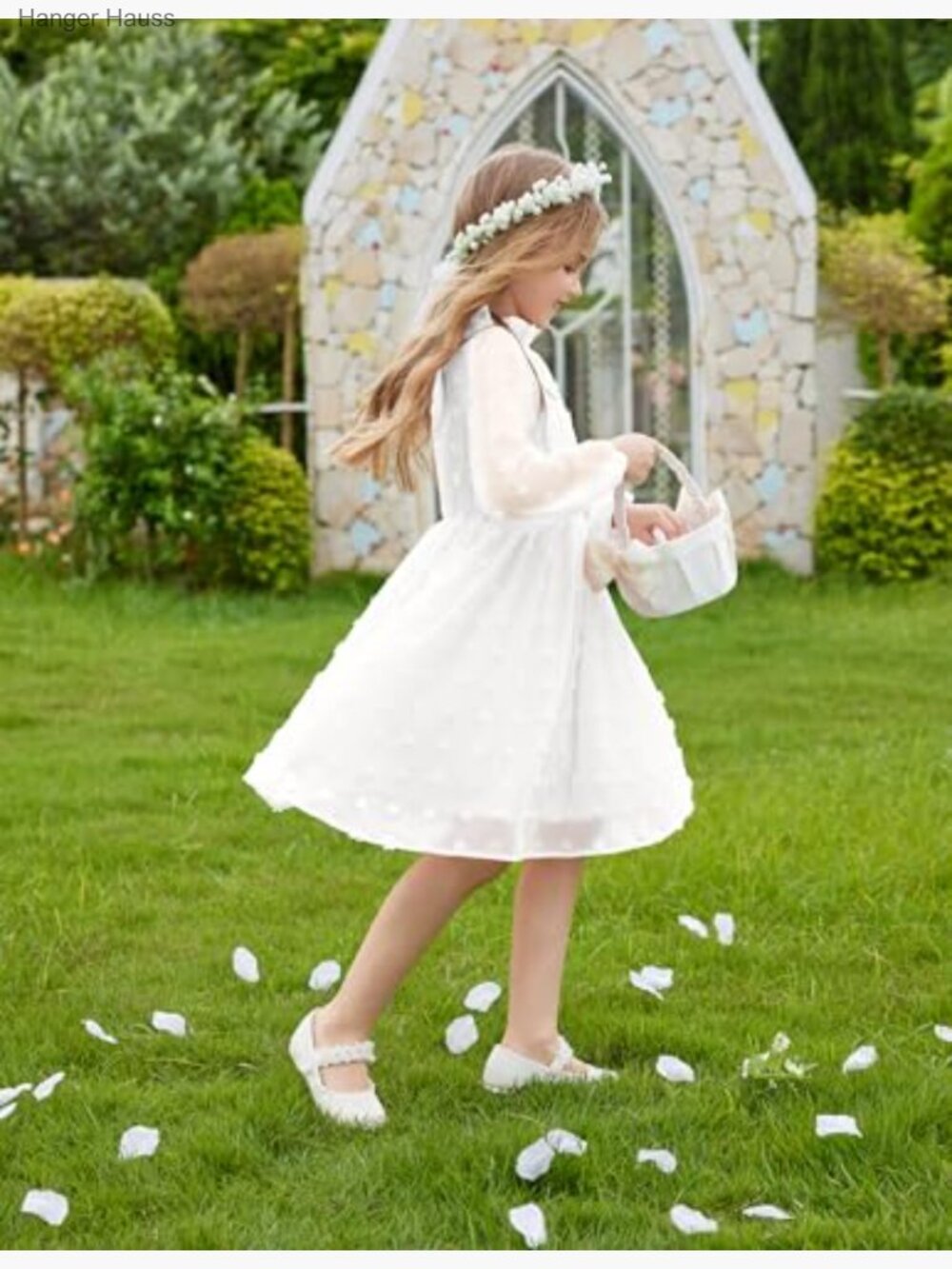 Girls Swiss Dot Long Sleeve A-Line Party Dress 5-13Y - Picture 4 of 7